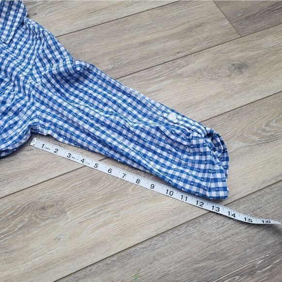 Drapers & Damon's women's blue and white gingham 3/4 sleeve shirt size large - Picture 6 of 8